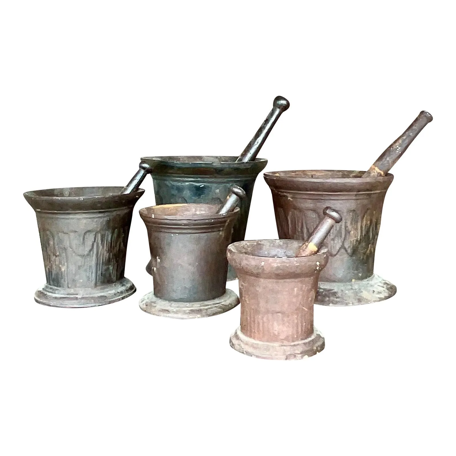 Vintage Boho Apothecary Wrought Iron Mortar and Pestle - Set of 5 — additional photo 1