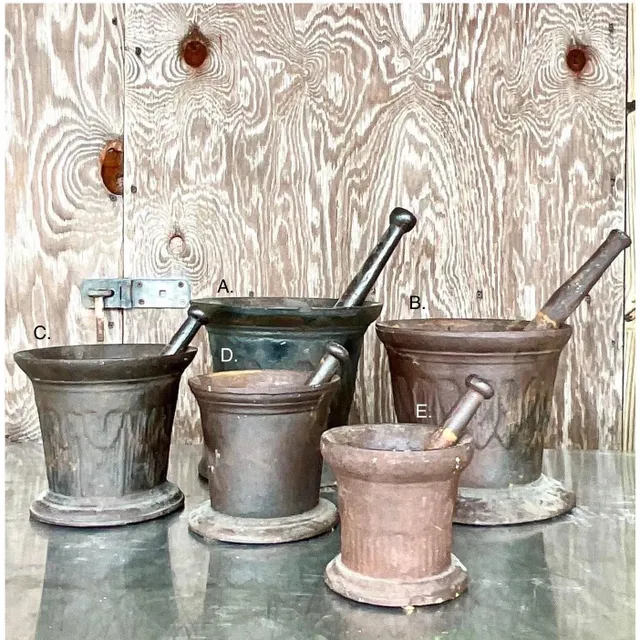 Vintage Boho Apothecary Wrought Iron Mortar and Pestle - Set of 5 — additional photo 8