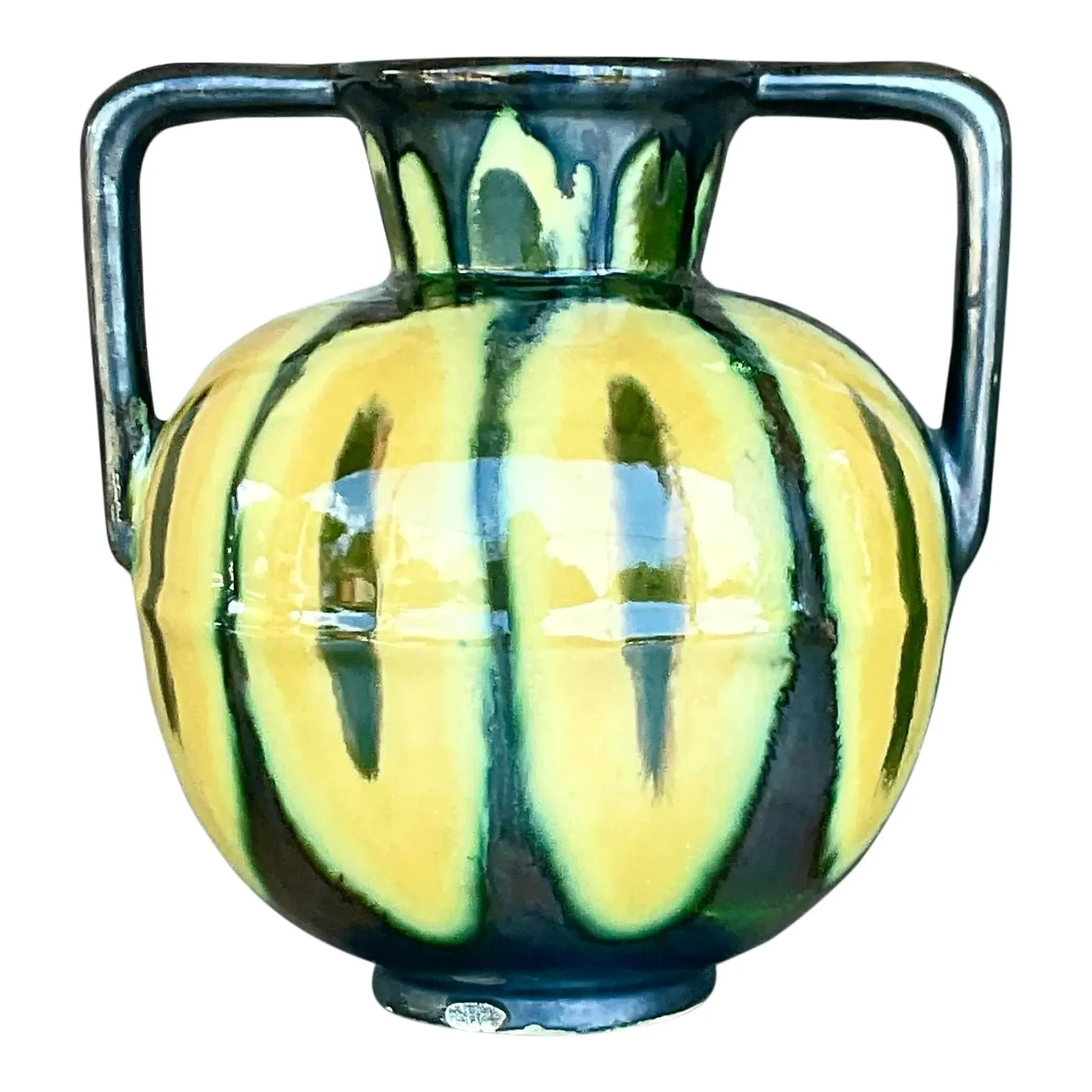 Vintage Boho Signed French Glazed Ceramic Vase — additional photo 1