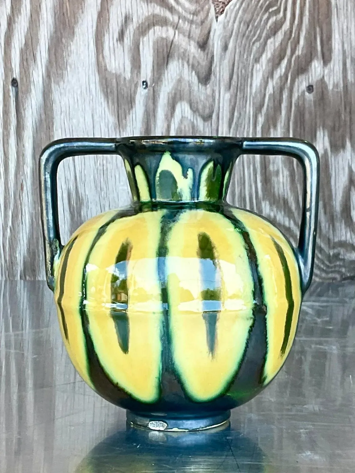 Vintage Boho Signed French Glazed Ceramic Vase — additional photo 4