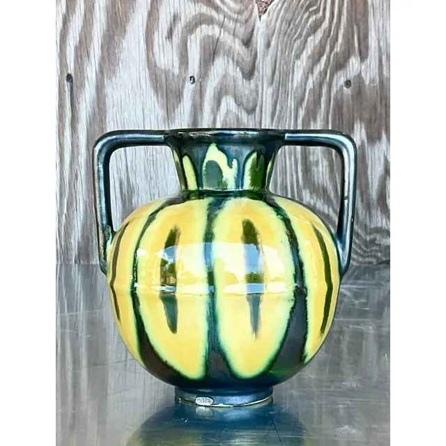 Vintage Boho Signed French Glazed Ceramic Vase — additional photo 5