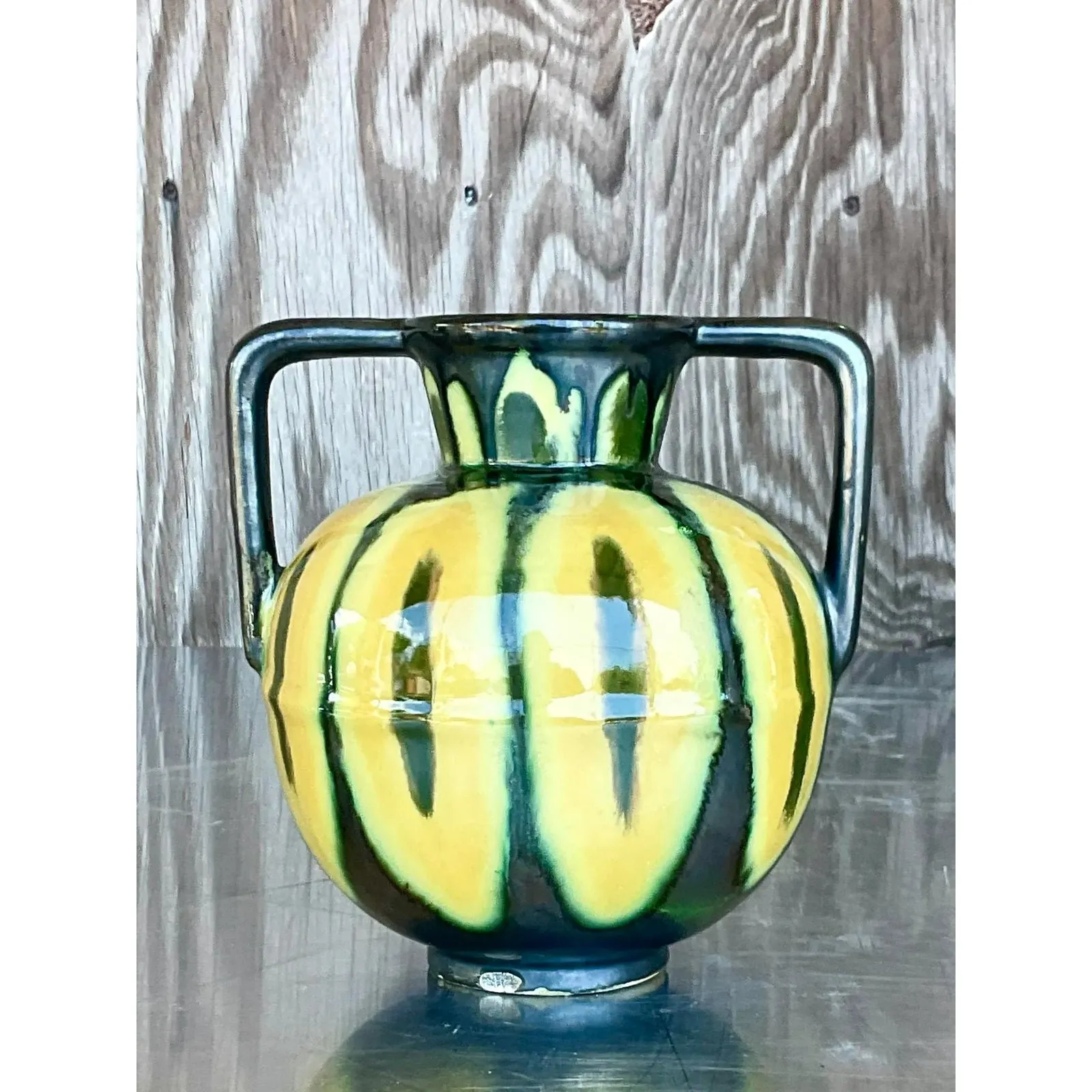 Vintage Boho Signed French Glazed Ceramic Vase — additional photo 6