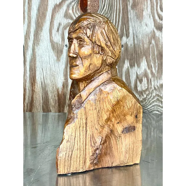 Vintage Boho Hand Carved Sculpture of Man — additional photo 8
