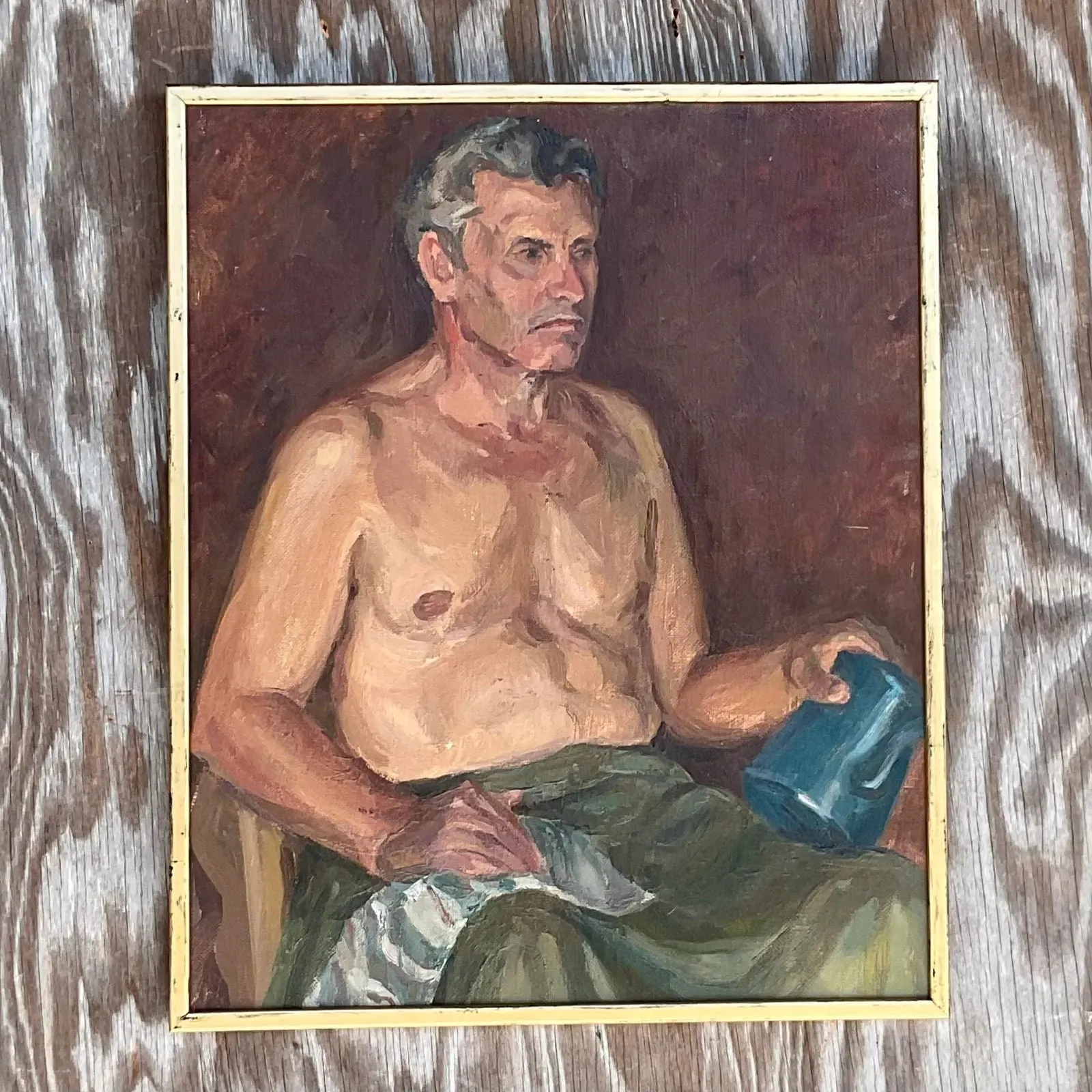 Vintage Boho Signed Original Oil Portrait of Man — additional photo 3