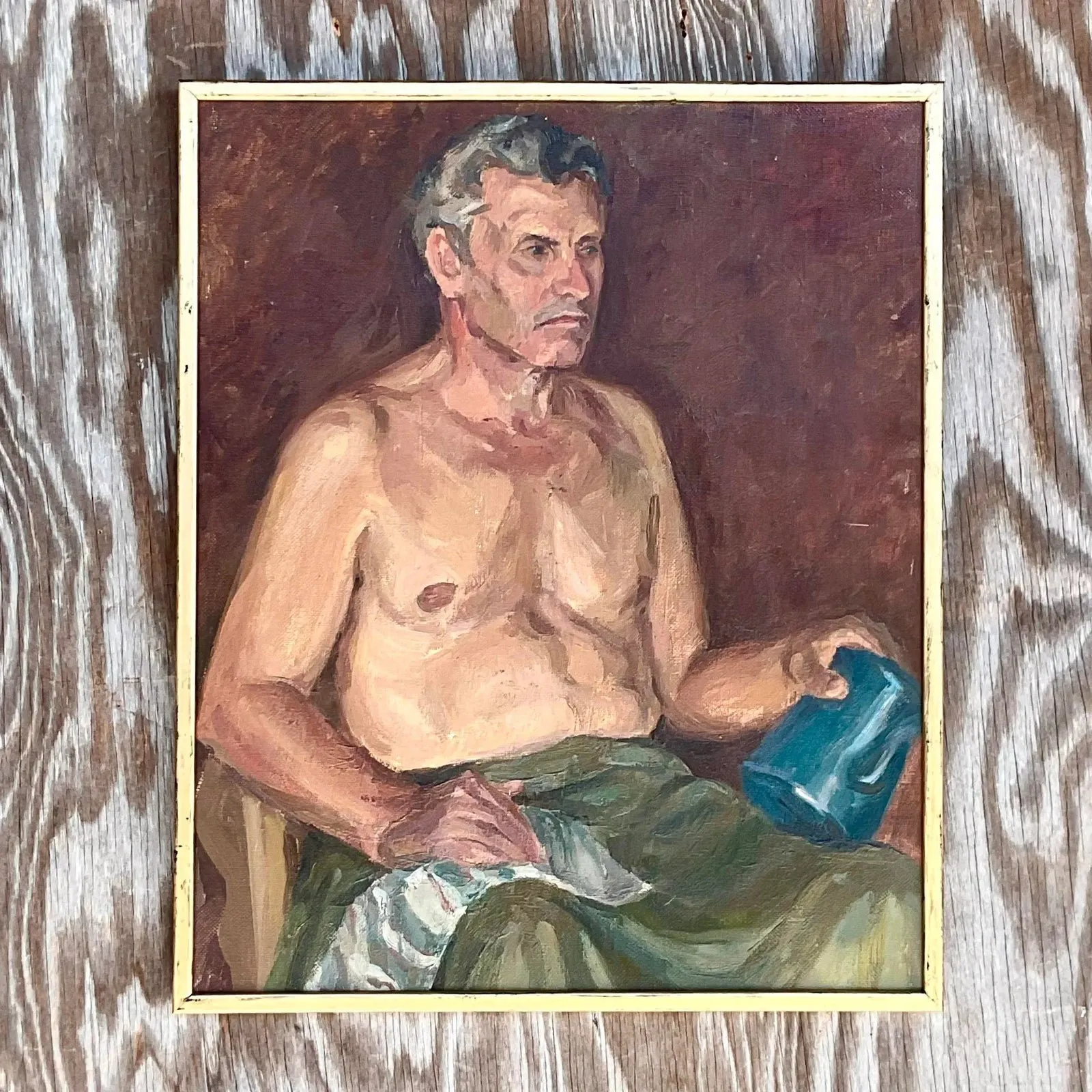 Vintage Boho Signed Original Oil Portrait of Man — additional photo 2