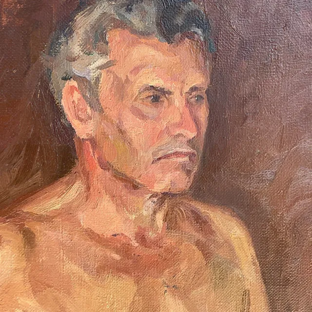 Vintage Boho Signed Original Oil Portrait of Man — additional photo 8