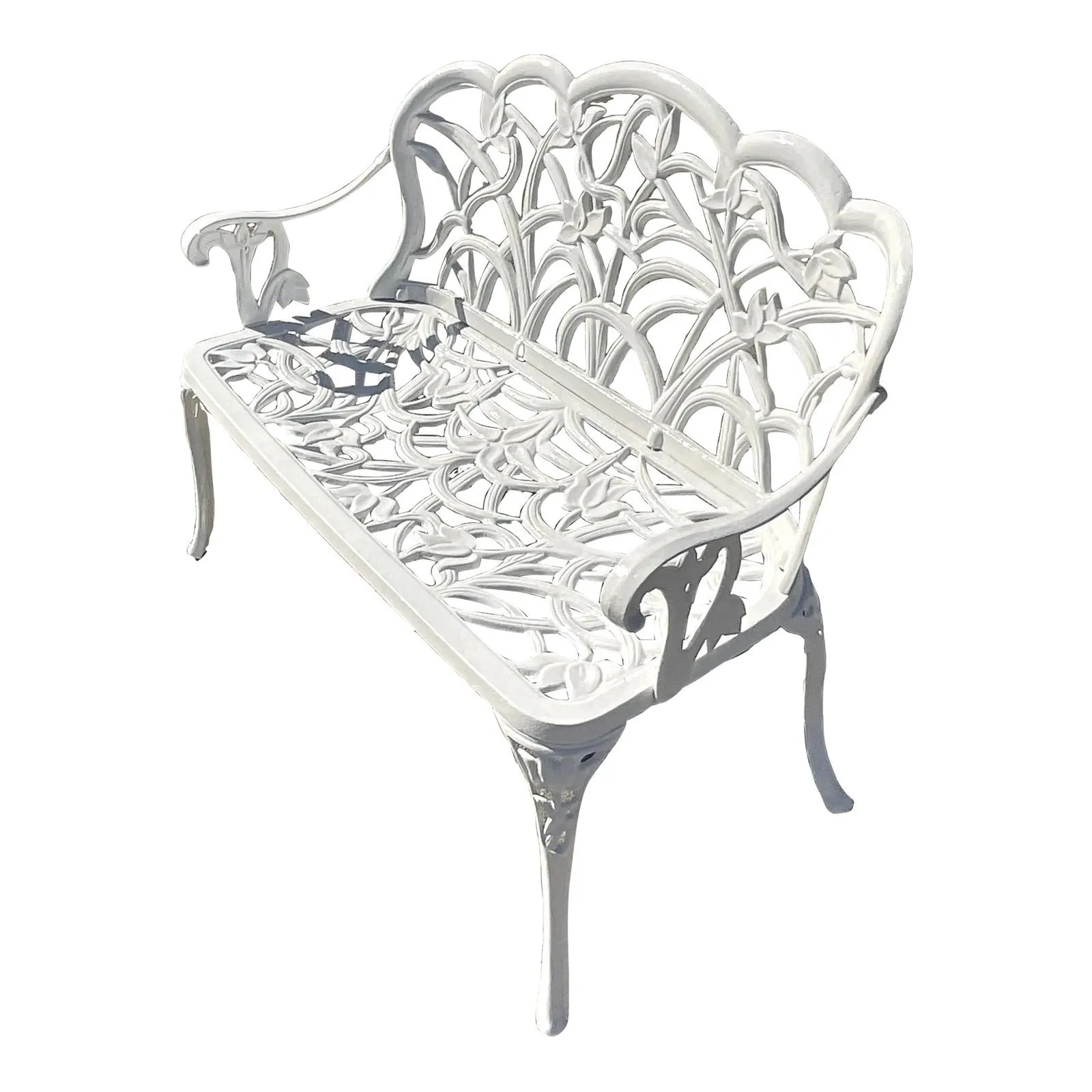 Vintage Coastal Cast Aluminum Settee — additional photo 1