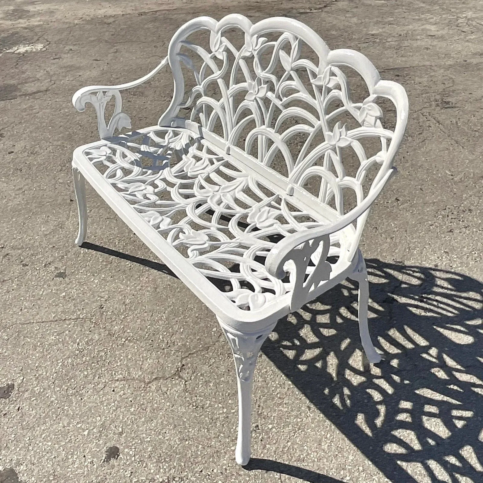 Vintage Coastal Cast Aluminum Settee — additional photo 2