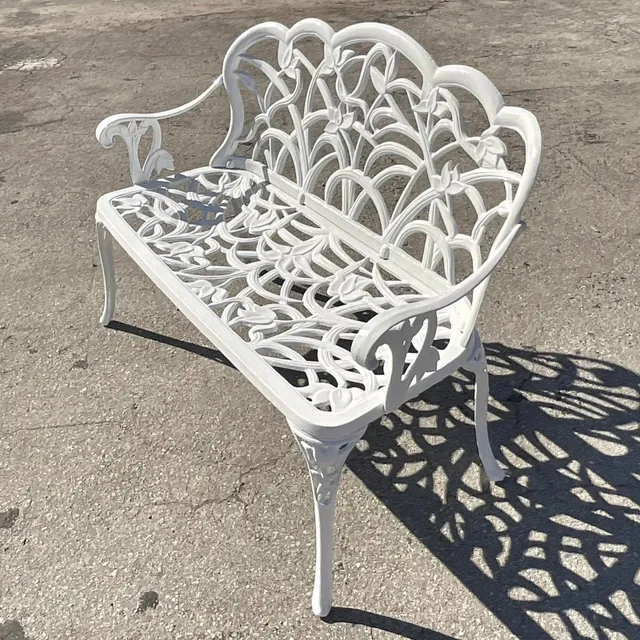 Vintage Coastal Cast Aluminum Settee — additional photo 2