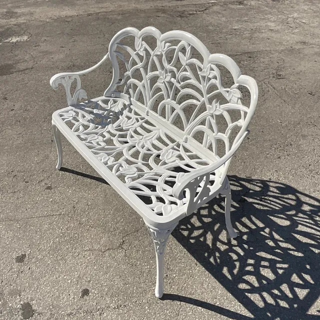Vintage Coastal Cast Aluminum Settee — additional photo 3