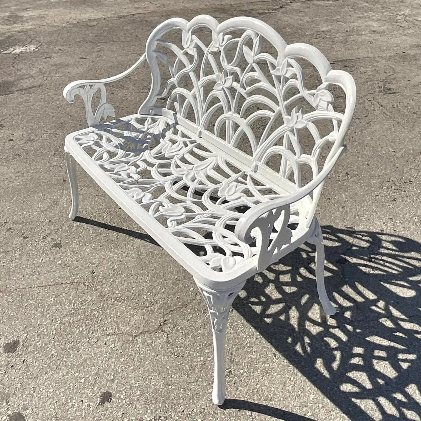 Vintage Coastal Cast Aluminum Settee — additional photo 5