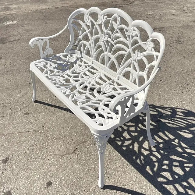Vintage Coastal Cast Aluminum Settee — additional photo 5