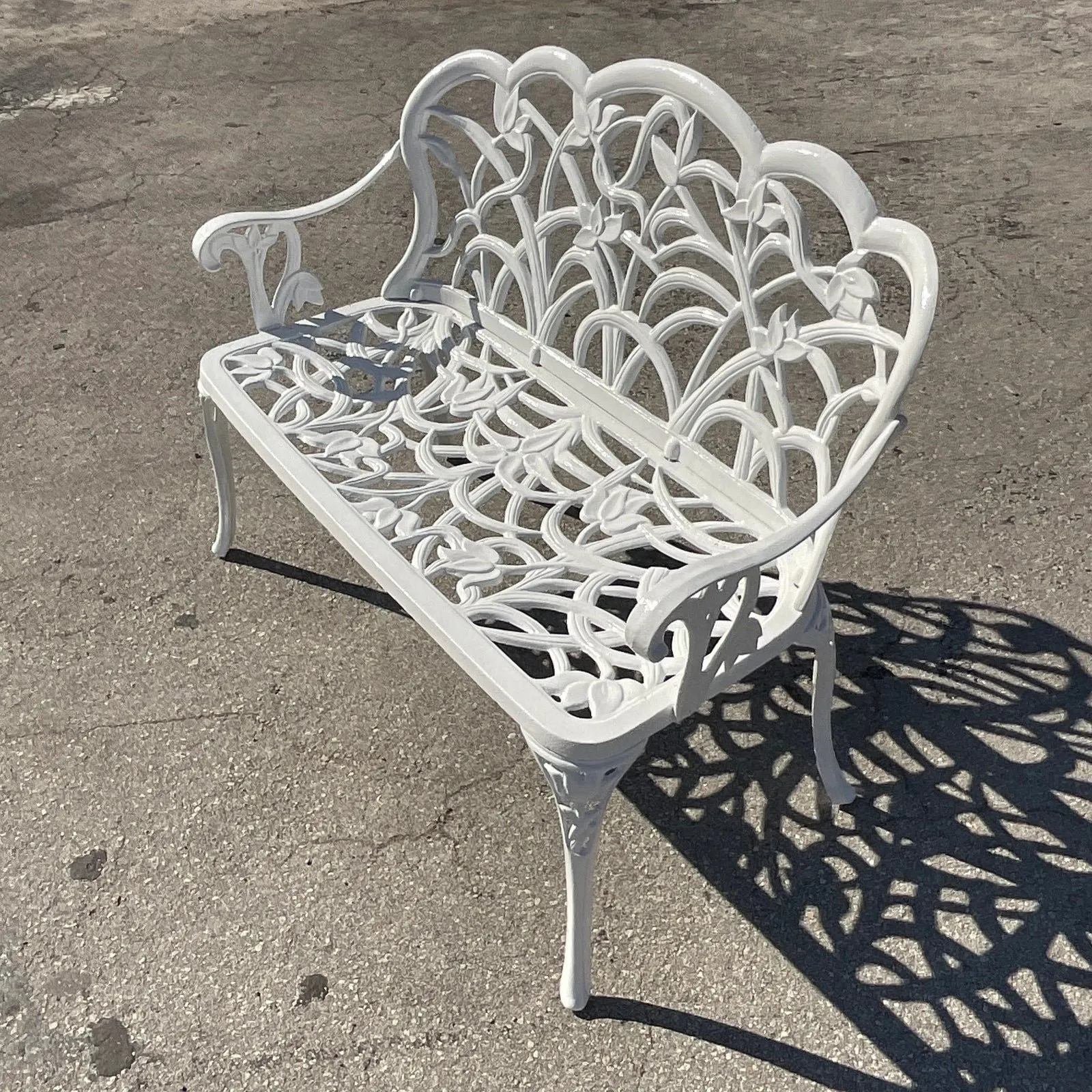 Vintage Coastal Cast Aluminum Settee — additional photo 6