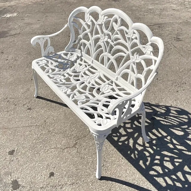 Vintage Coastal Cast Aluminum Settee — additional photo 7