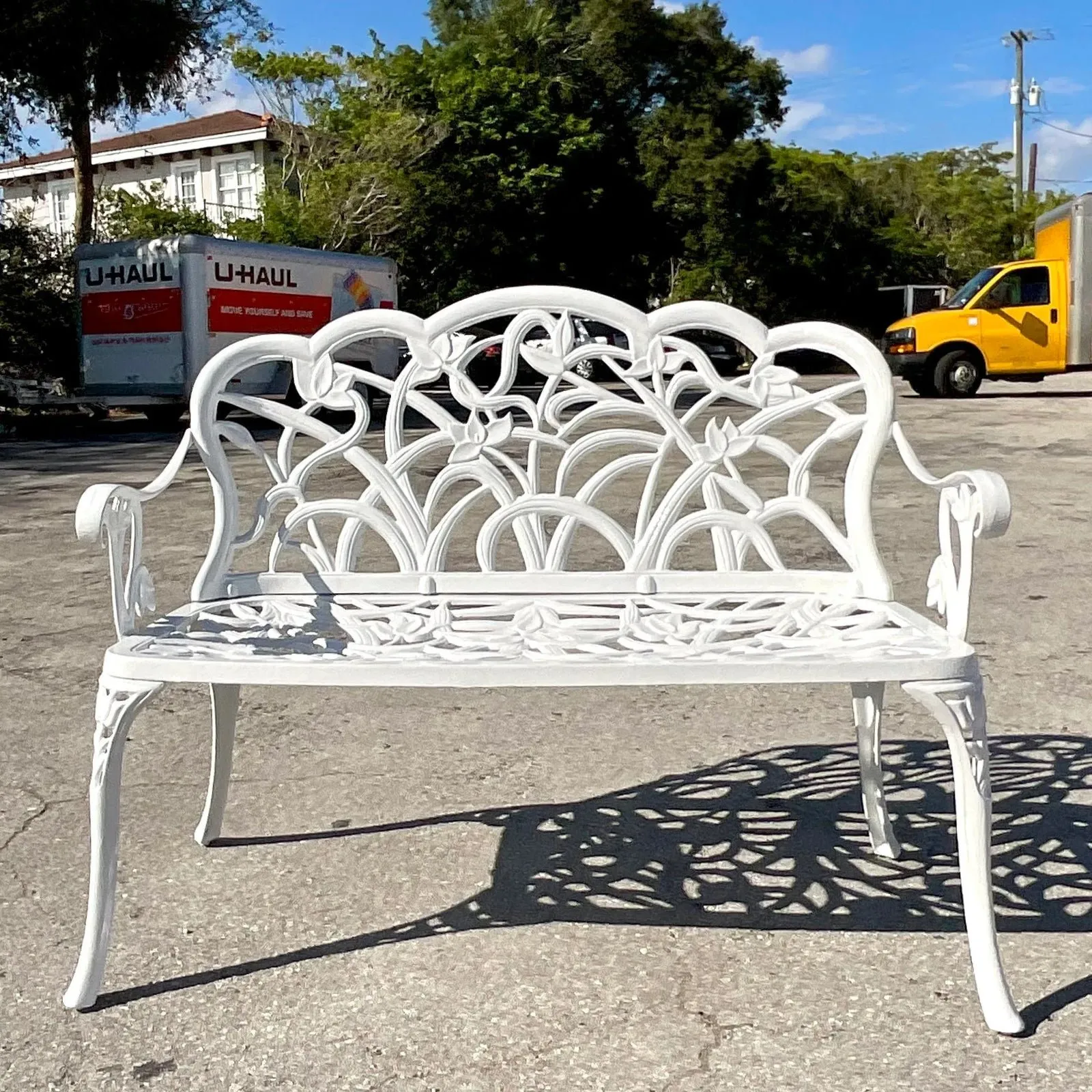 Vintage Coastal Cast Aluminum Settee — additional photo 8