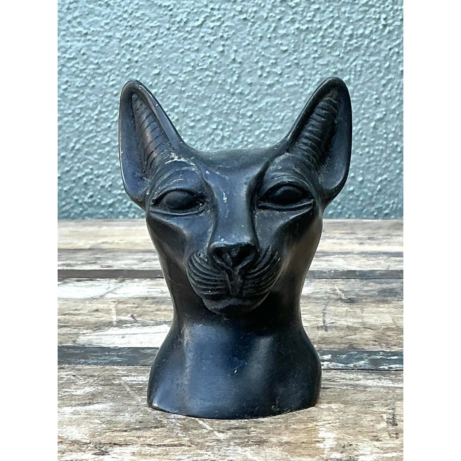 Vintage Metal Cat Head Paperweight — additional photo 2