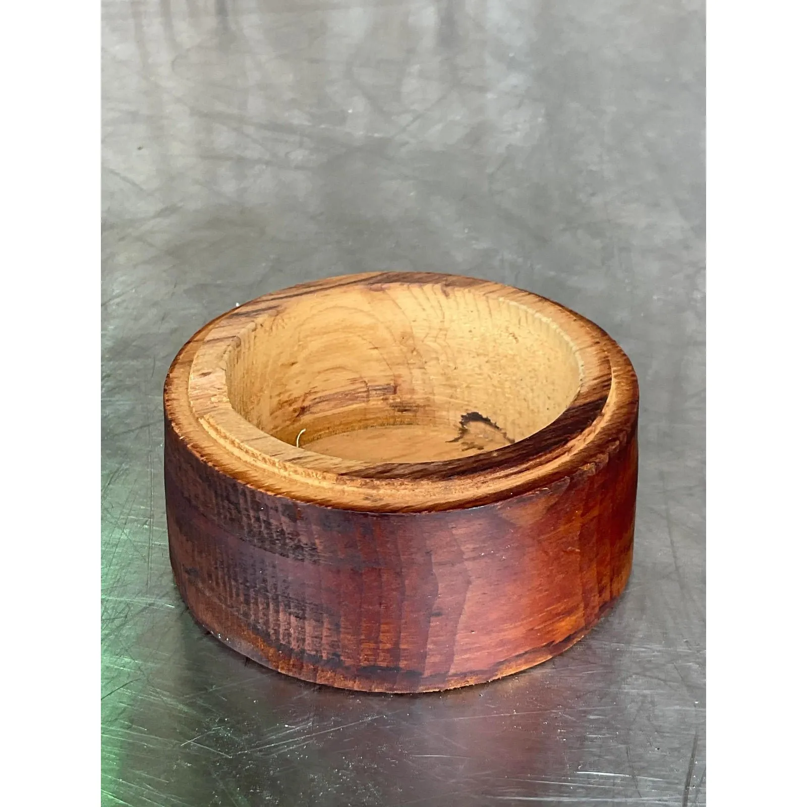 Vintage Boho Round Lidded Wood Box — additional photo 8