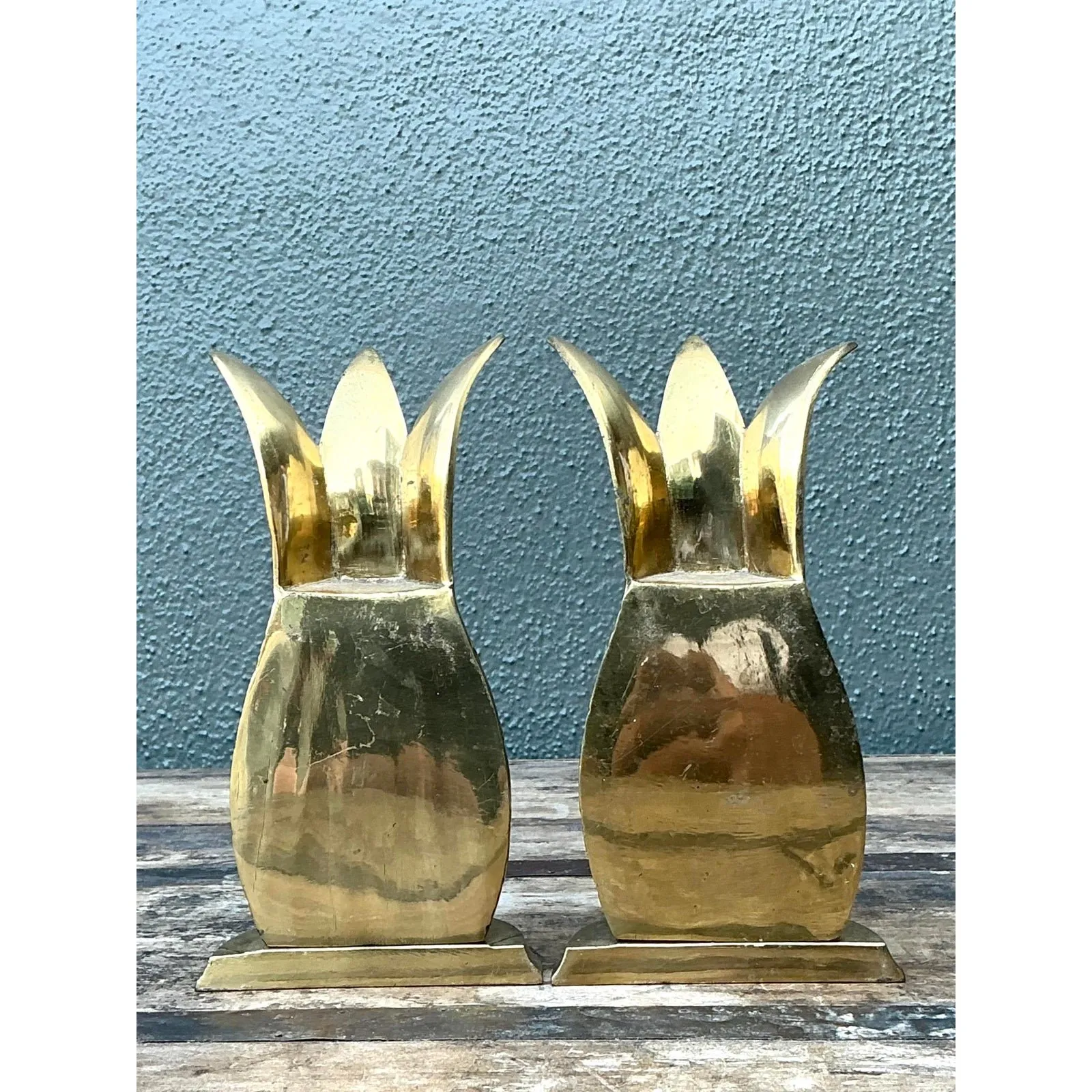 Vintage Polished Brass Pineapple Bookends - Set of 2 — additional photo 4