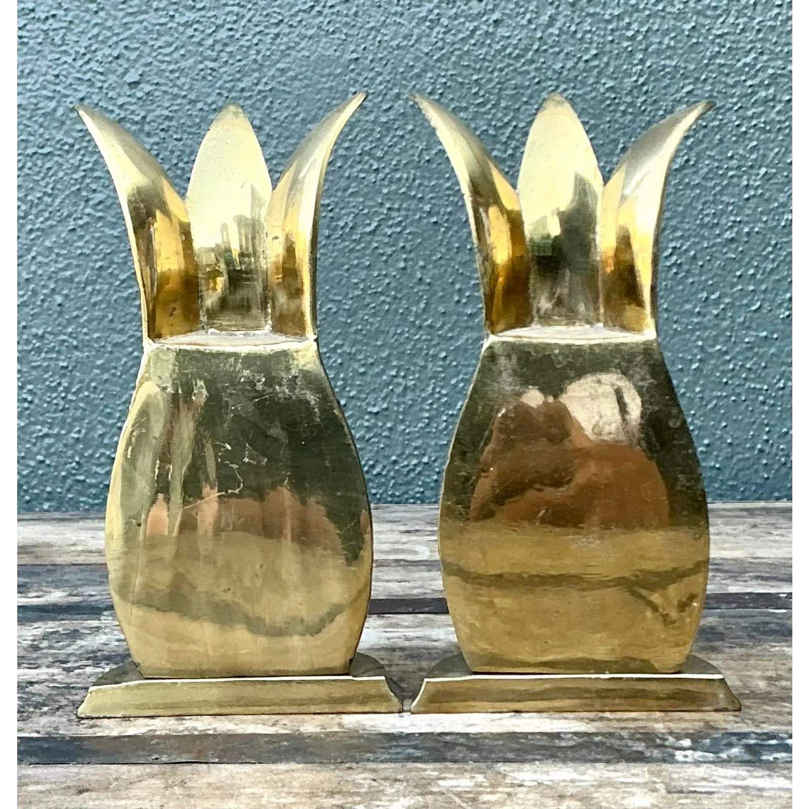 Vintage Polished Brass Pineapple Bookends - Set of 2 — additional photo 5