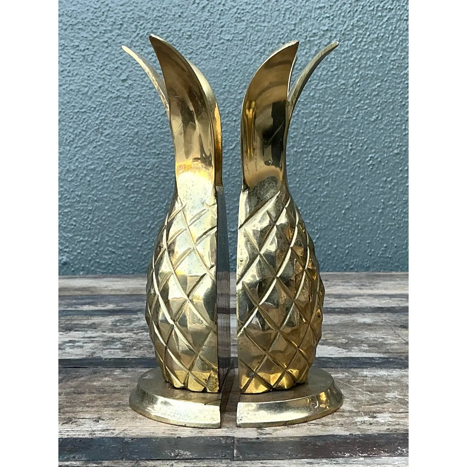 Vintage Polished Brass Pineapple Bookends - Set of 2 — additional photo 7