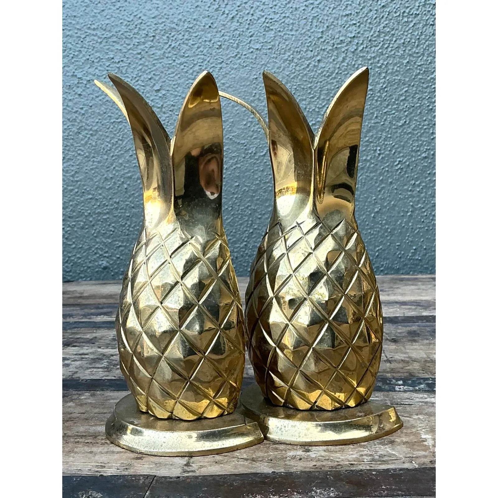 Vintage Polished Brass Pineapple Bookends - Set of 2 — additional photo 8