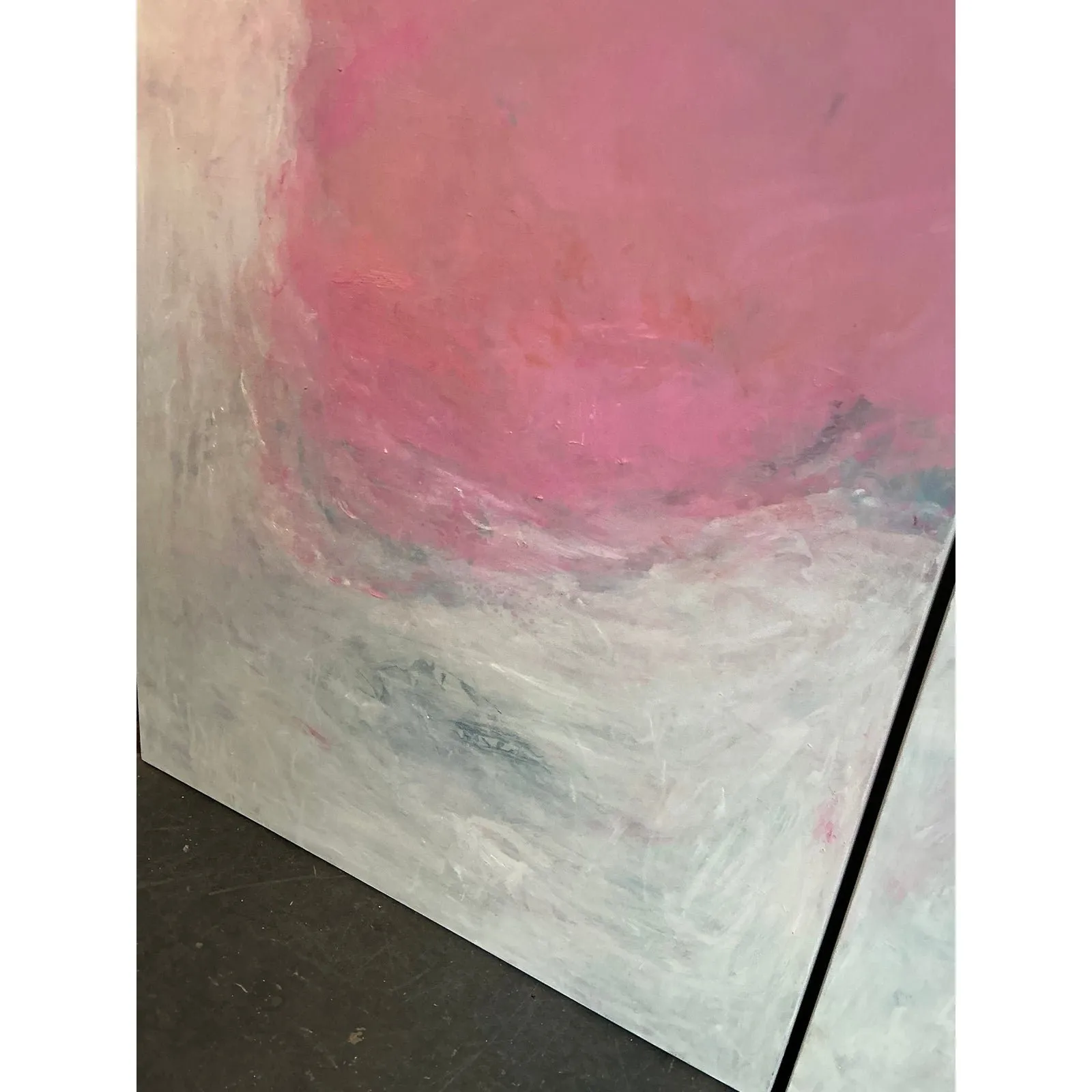 Vintage Monumental Original Abstract Diptych Oil Painting on Canvas - Set of 2 — additional photo 3