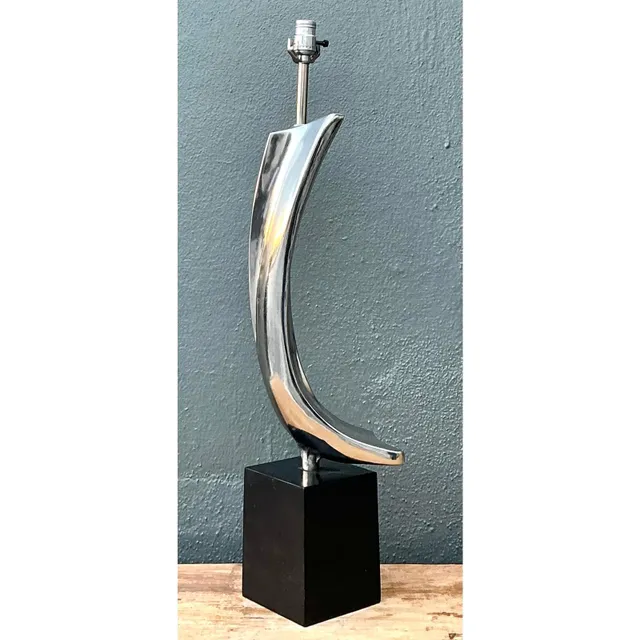Vintage MCM Weiss and Barr for Laurel Lamp Company Chrome Sculptural Lamp — additional photo 2