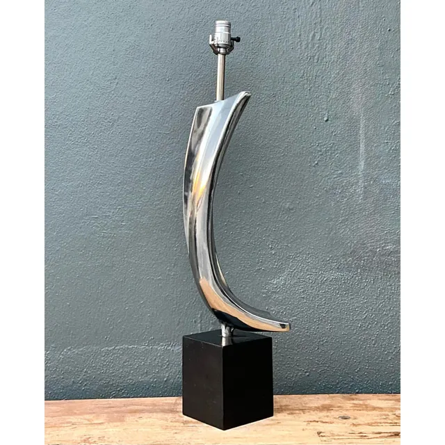 Vintage MCM Weiss and Barr for Laurel Lamp Company Chrome Sculptural Lamp — additional photo 5