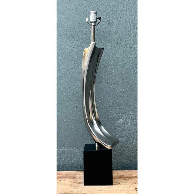 Vintage MCM Weiss and Barr for Laurel Lamp Company Chrome Sculptural Lamp — additional photo 7