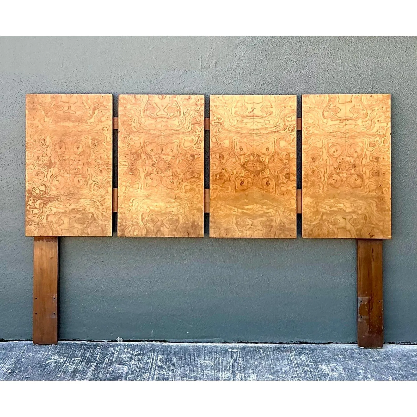 Vintage 70s Burl Wood Panel Full Headboard — additional photo 3