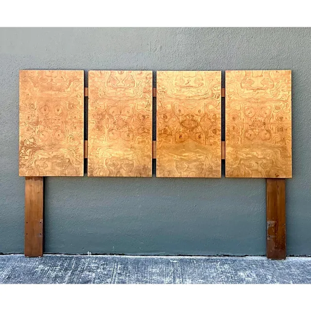 Vintage 70s Burl Wood Panel Full Headboard — additional photo 3