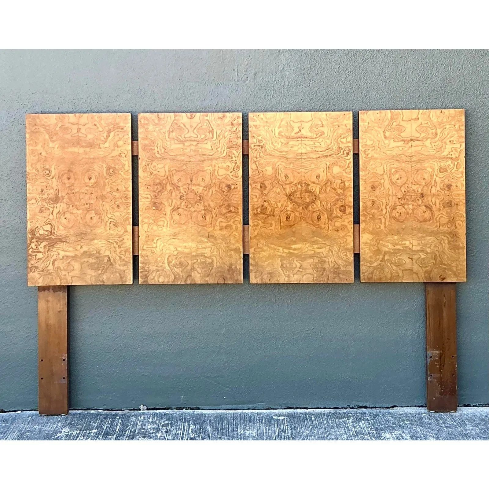 Vintage 70s Burl Wood Panel Full Headboard — additional photo 2