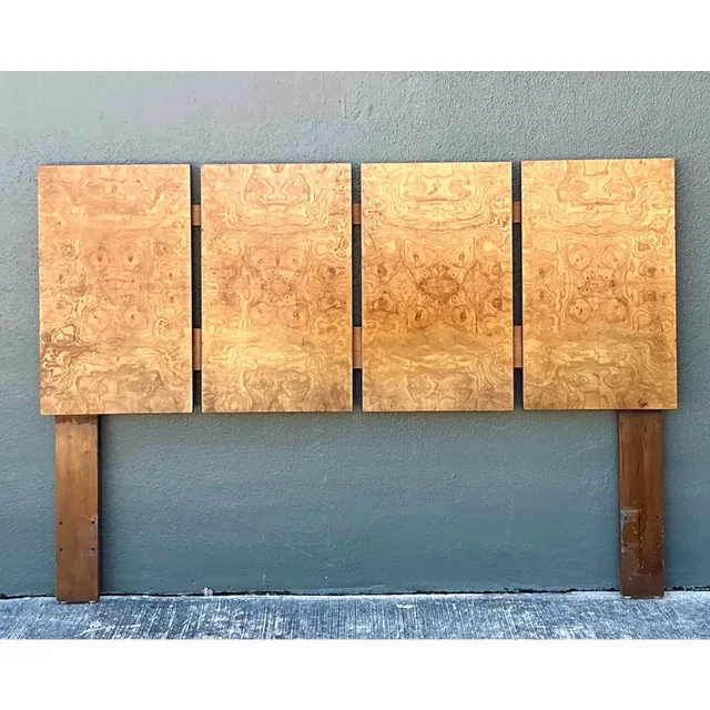 Vintage 70s Burl Wood Panel Full Headboard — additional photo 2