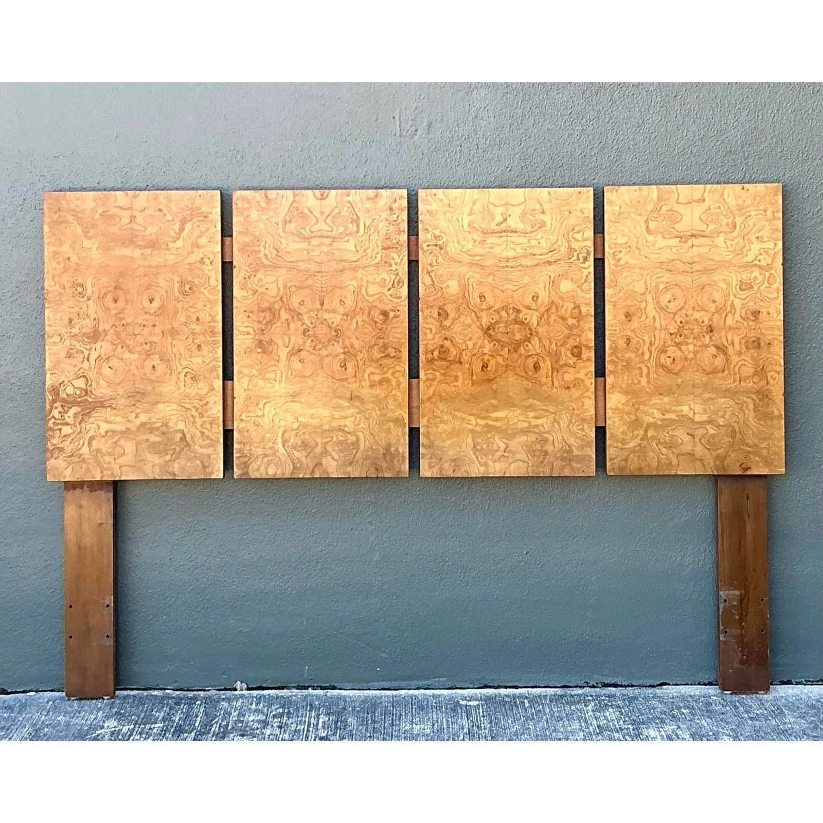 Vintage 70s Burl Wood Panel Full Headboard — additional photo 1