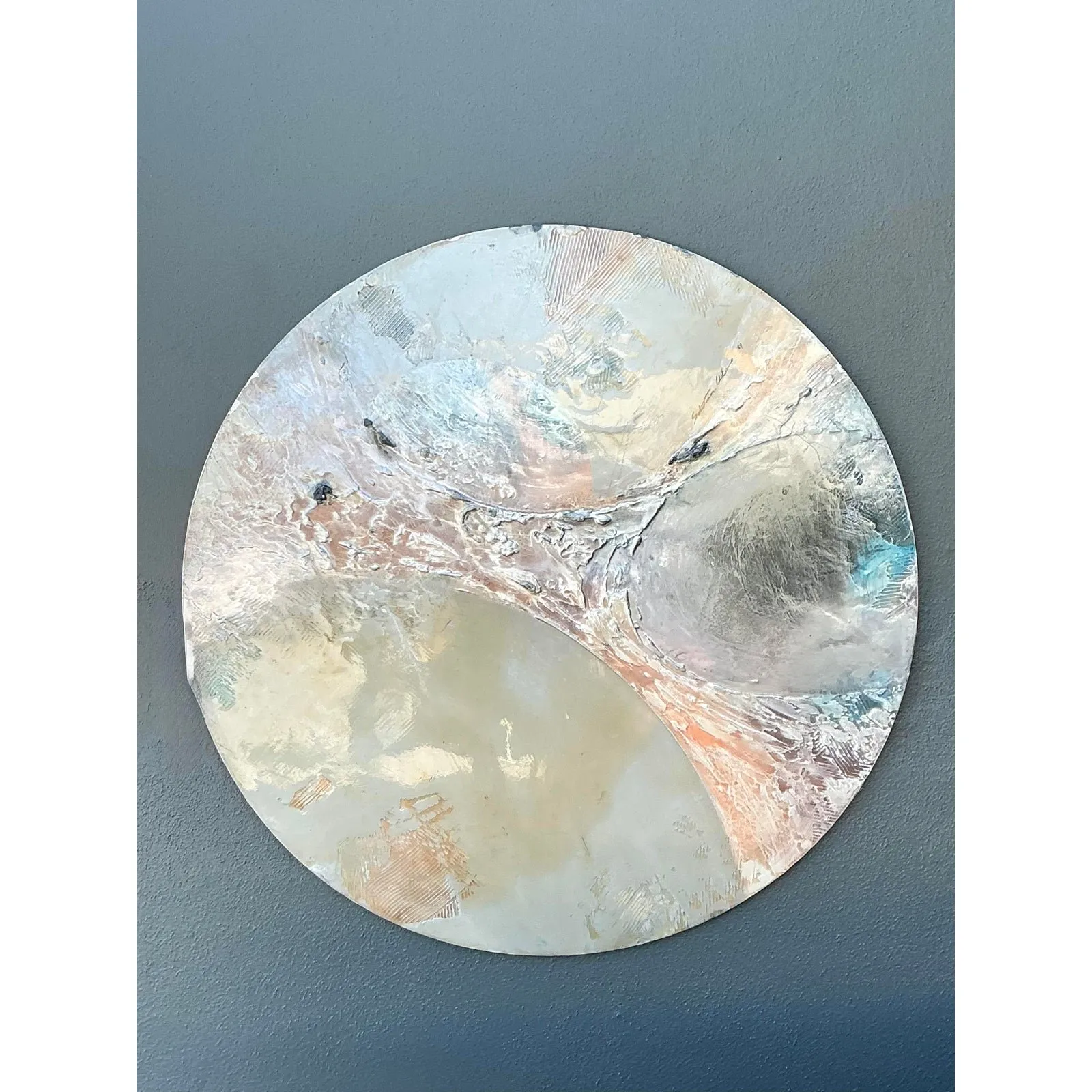 Vintage Monumental Mixed Media Disc Wall Sculpture — additional photo 1