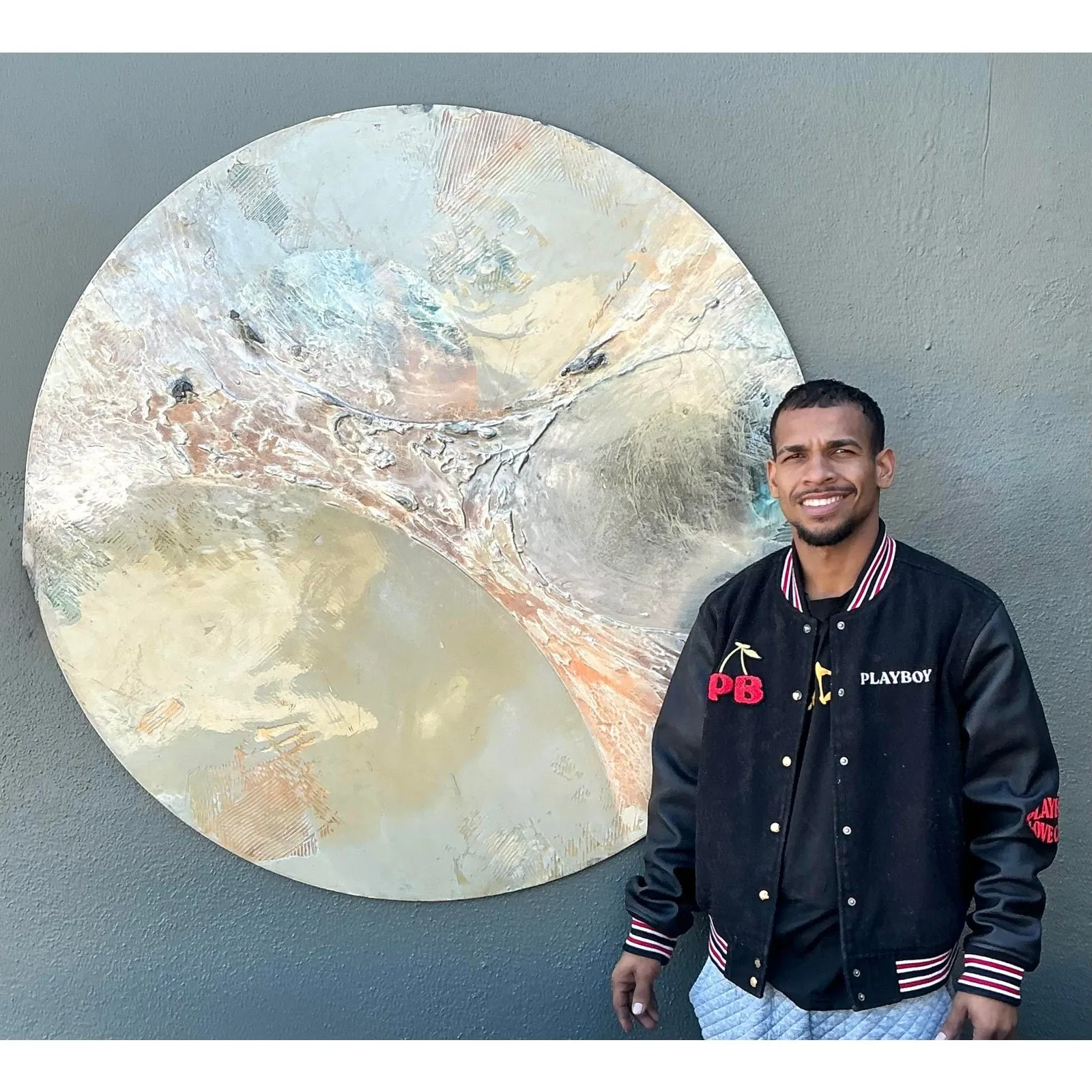Vintage Monumental Mixed Media Disc Wall Sculpture — additional photo 2