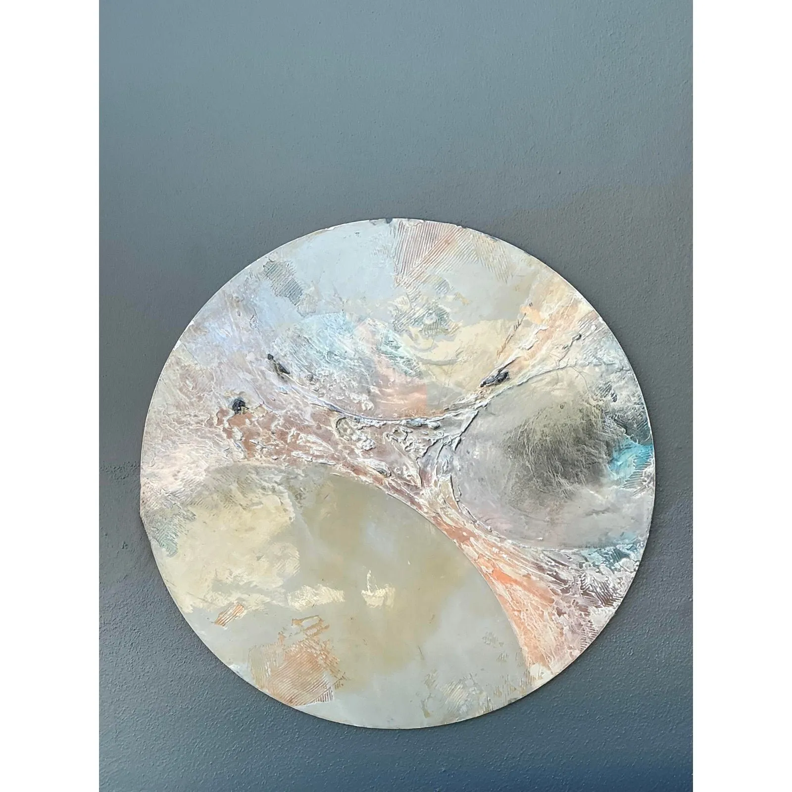 Vintage Monumental Mixed Media Disc Wall Sculpture — additional photo 3