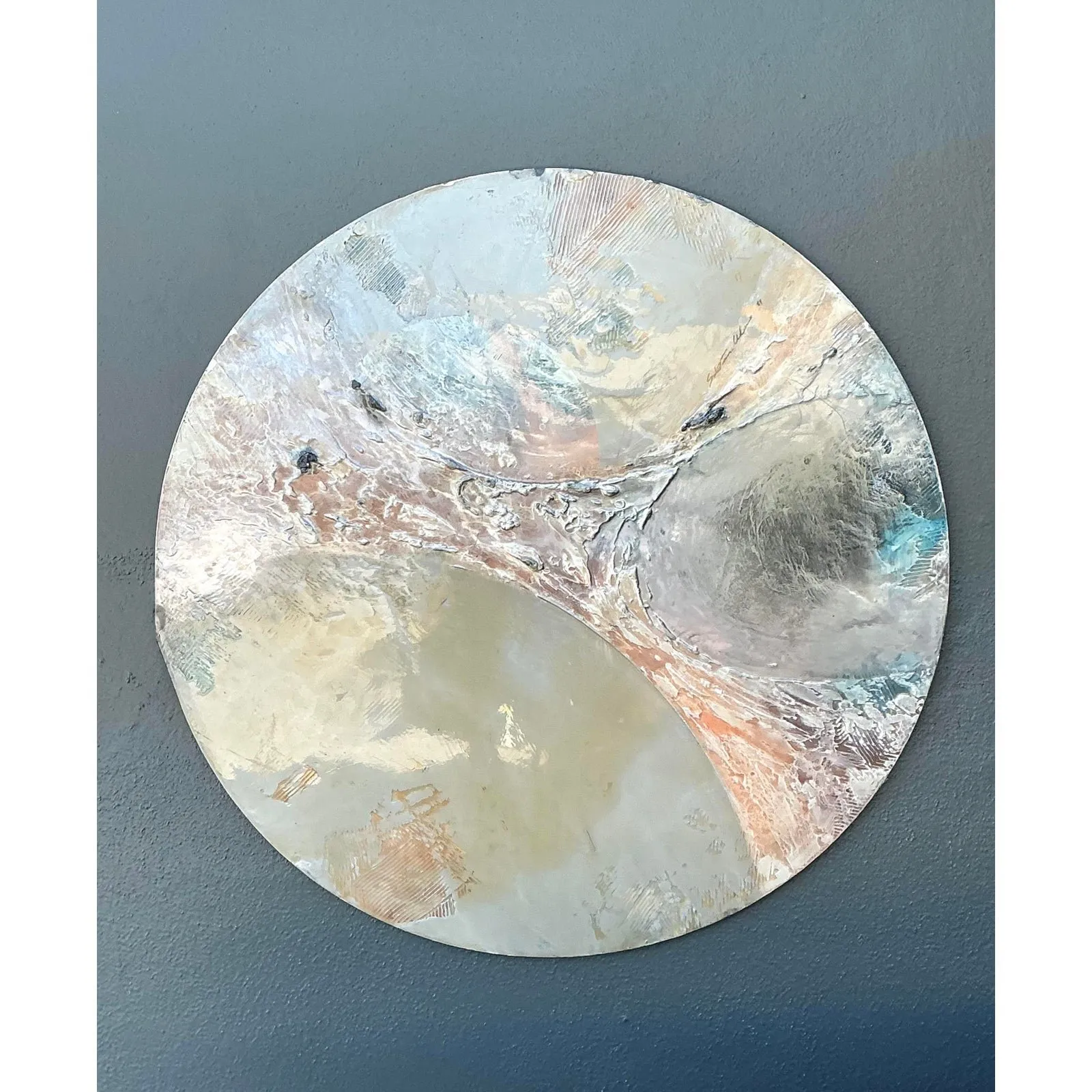 Vintage Monumental Mixed Media Disc Wall Sculpture — additional photo 4