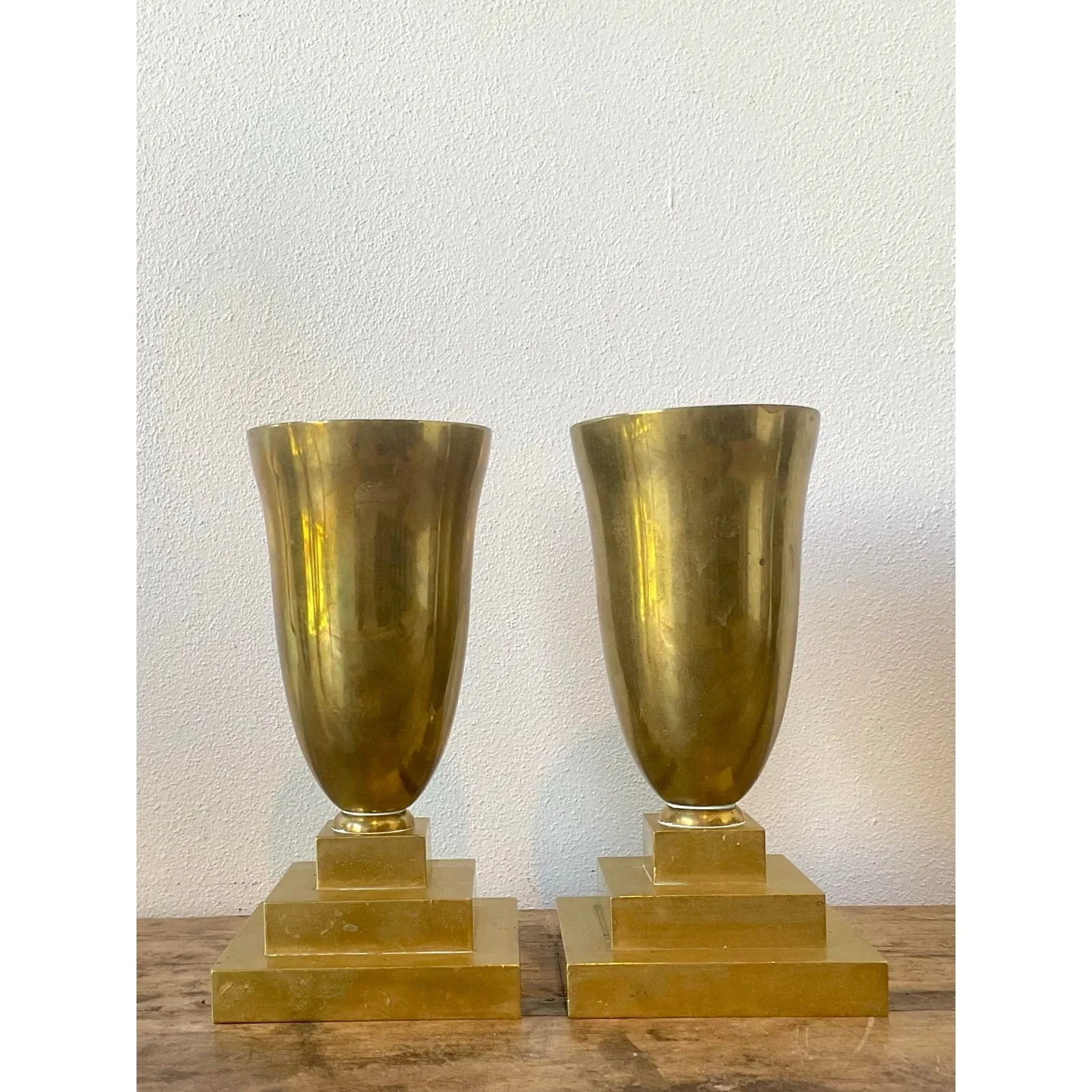 Vintage Brass Pedestal Urns - A Pair — additional photo 5