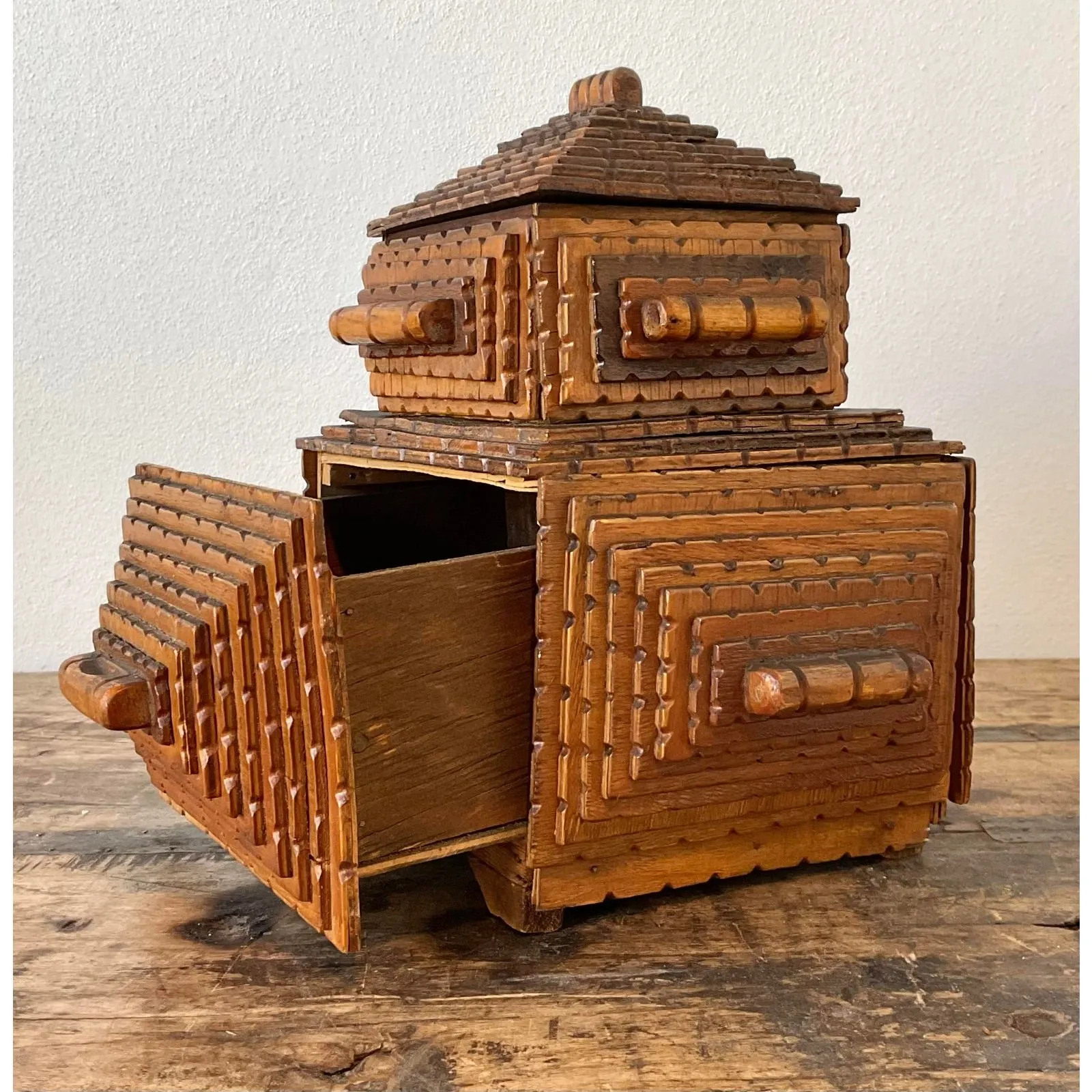 Vintage Original Tramp Art Stacked Box — additional photo 3