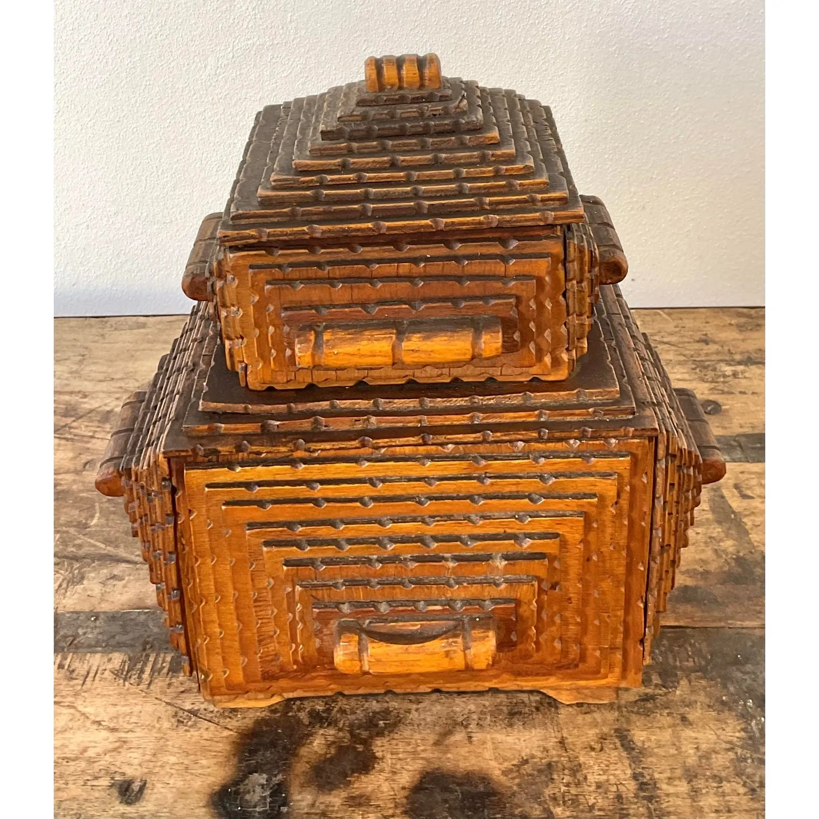 Vintage Original Tramp Art Stacked Box — additional photo 4