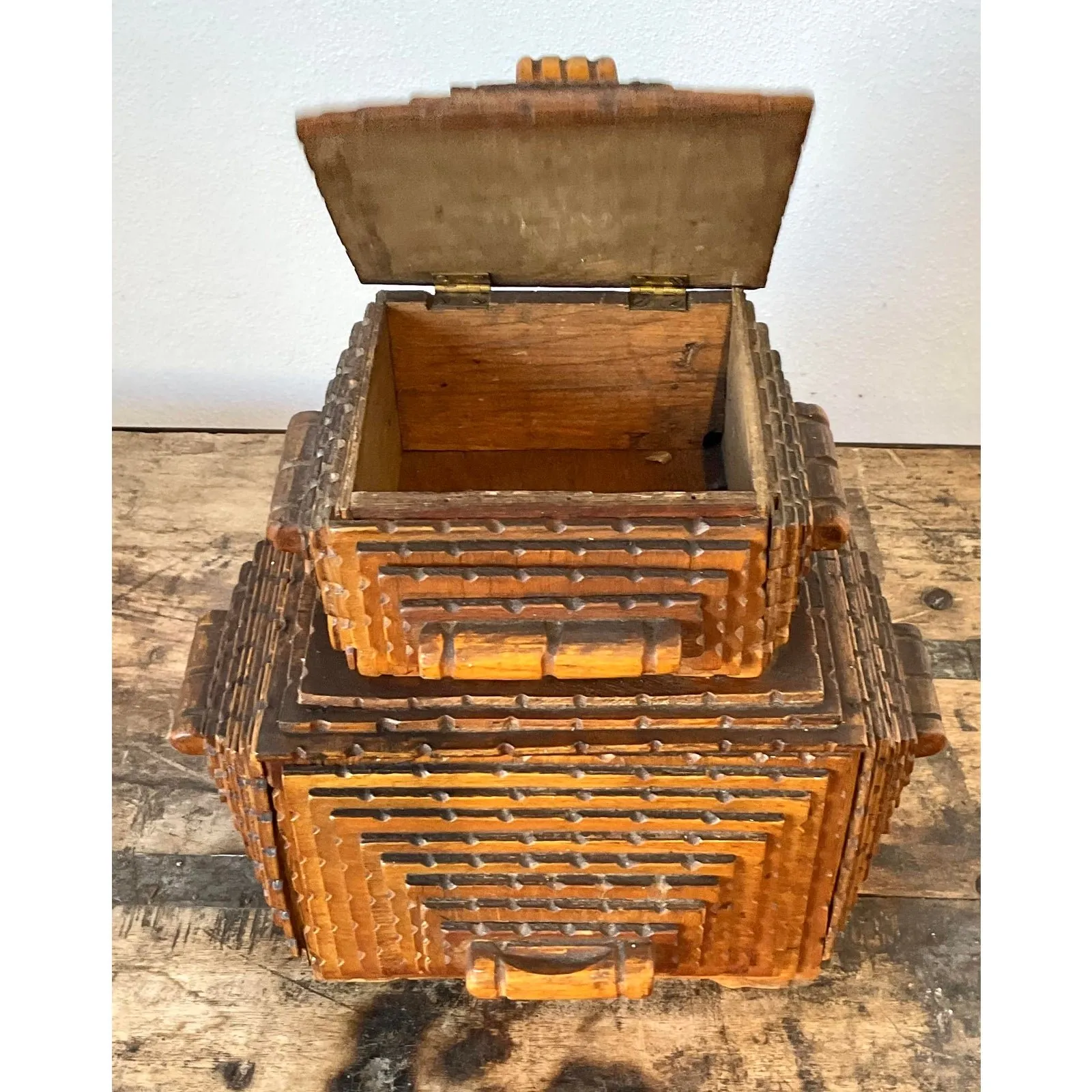 Vintage Original Tramp Art Stacked Box — additional photo 5