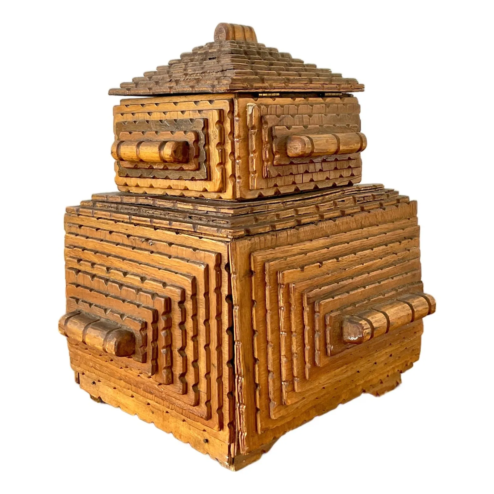 Vintage Original Tramp Art Stacked Box — additional photo 1