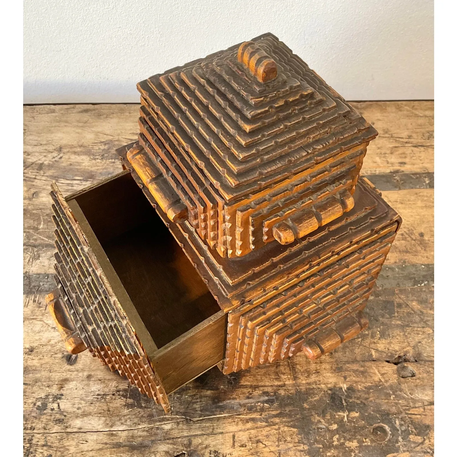 Vintage Original Tramp Art Stacked Box — additional photo 7