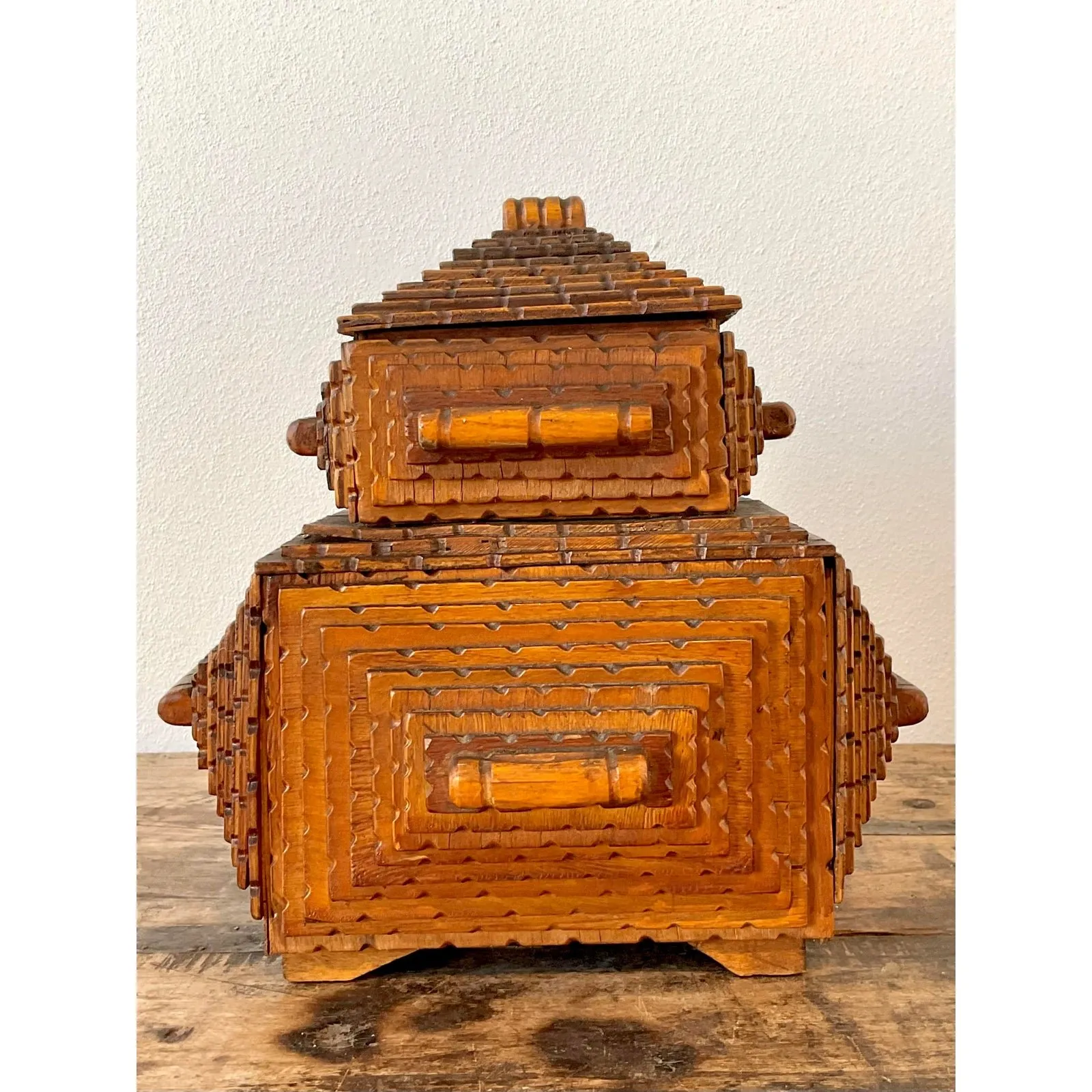 Vintage Original Tramp Art Stacked Box — additional photo 8