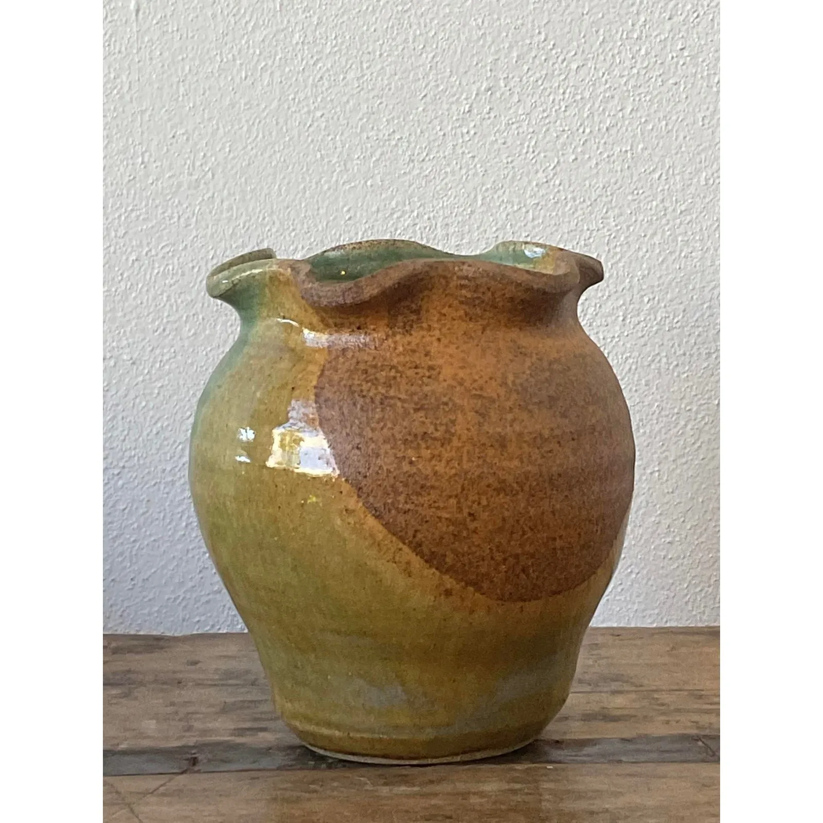 Vintage Original Studio Pottery Ruffle Vase