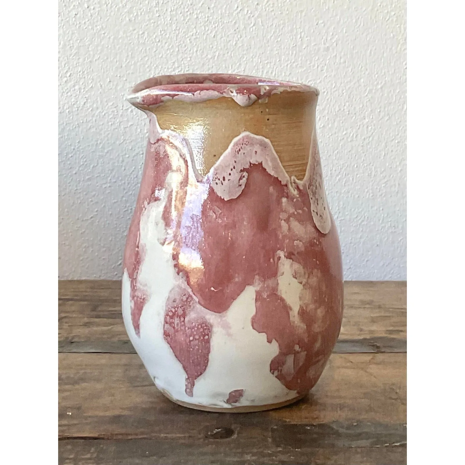 Vintage Original Studio Pottery Drip Glaze Vase - Stoneware, 3.25W x 5.5H — additional photo 1