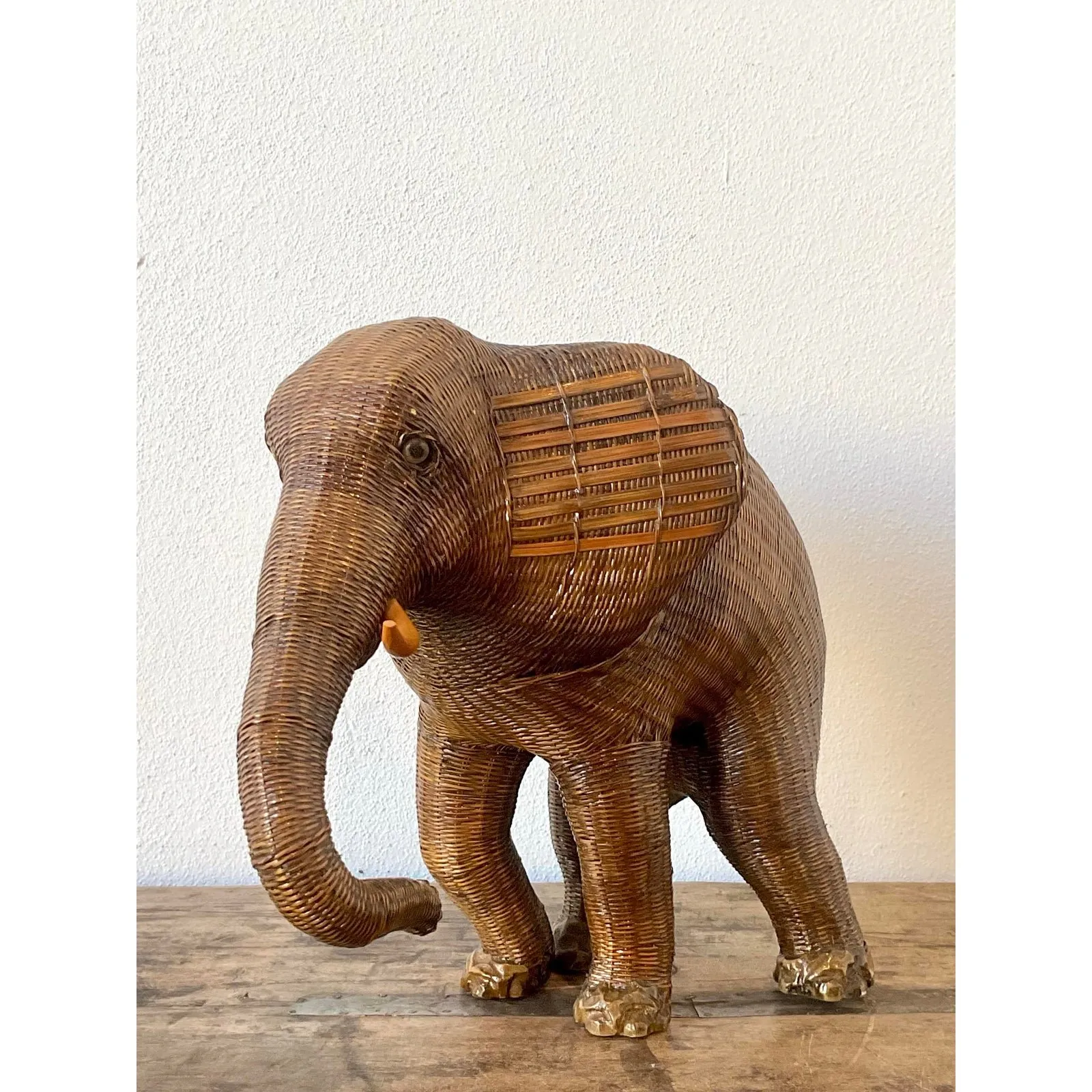 Vintage Shanghai Handicrafts Elephant Basket