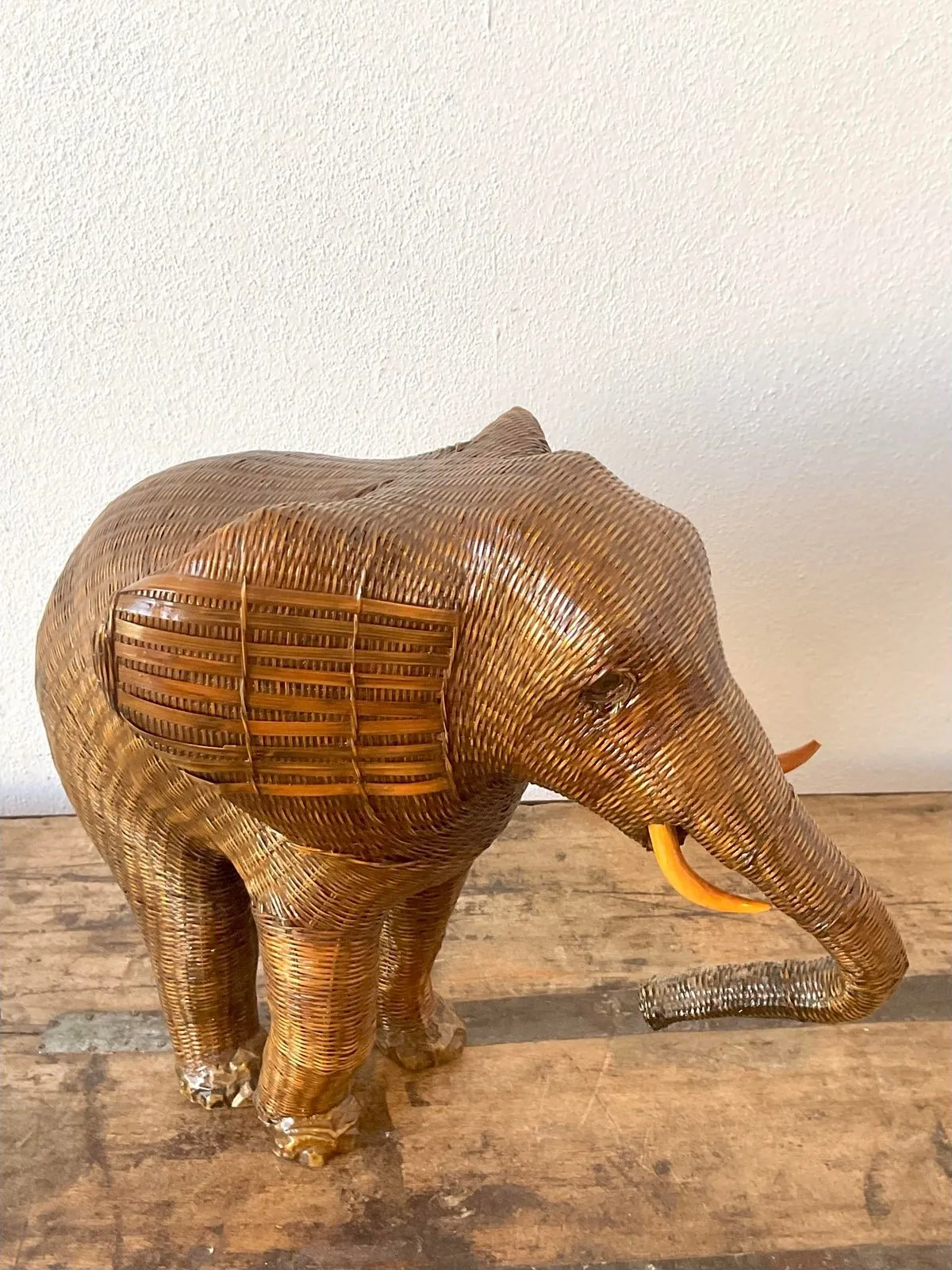 Vintage Shanghai Handicrafts Elephant Basket - Top view