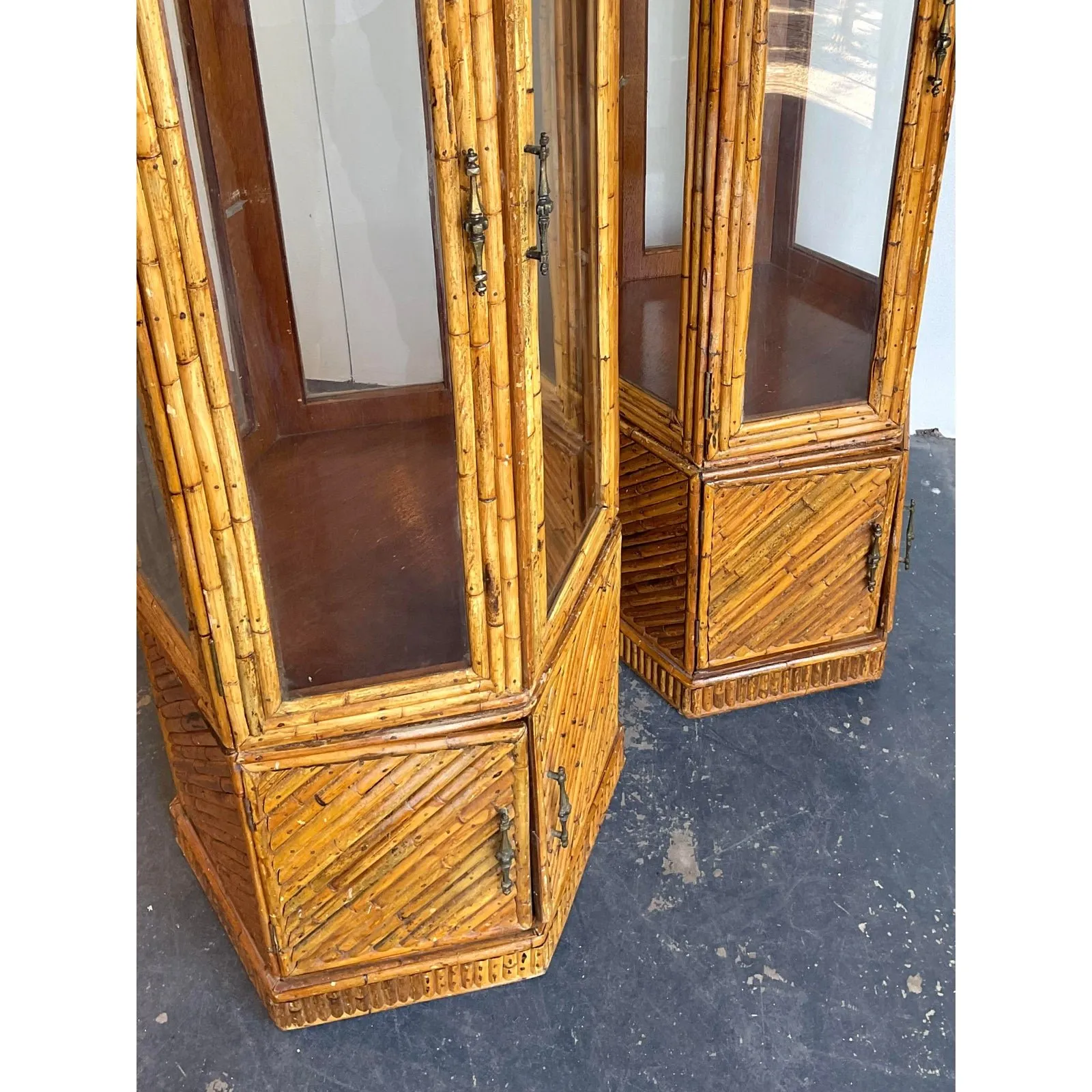 Vintage Pagoda Split Rattan Tall Cabinets - A Pair — additional photo 2